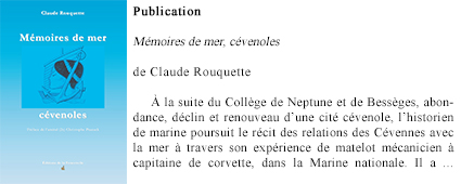Publication : Mémoires de mer, cévenoles, Claude Rouquette, 2022