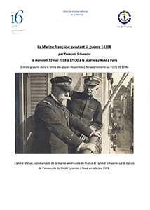 Conférence : François Schwerer : La Marine française pendant la guerre 14/18 - 30 mai 2018 - Mairie du 16ème - Paris