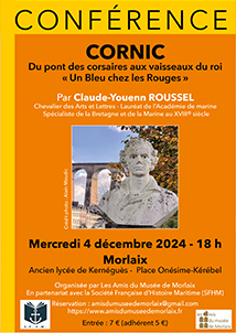 Conférence :  CORNIC. Du pont des corsaires aux vaisseaux du roi « Un bleu chez les Rouges »